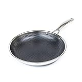 HexClad 10 Inch Hybrid Stainless Steel Frying Pan with Stay-Cool Handle - PFOA Free, Dishwasher...