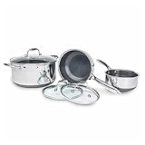 HexClad 6-Piece Hybrid Cookware Set - 2, 3, and 8 Qt Pot Set with 3 Glass Lids, Stay-Cool...