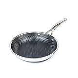 HexClad 8 Inch Hybrid Stainless Steel Frying Pan with Stay-Cool Handle - PFOA Free, Dishwasher...